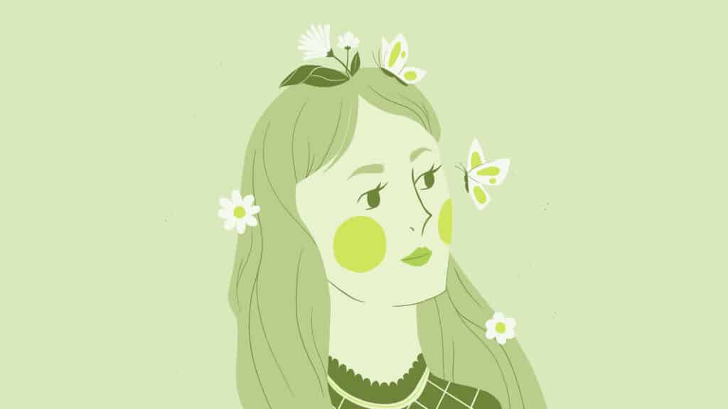 mixkit woman with spring flowers in her hair 42 desktop wallpaper How to make one Line Art Designs