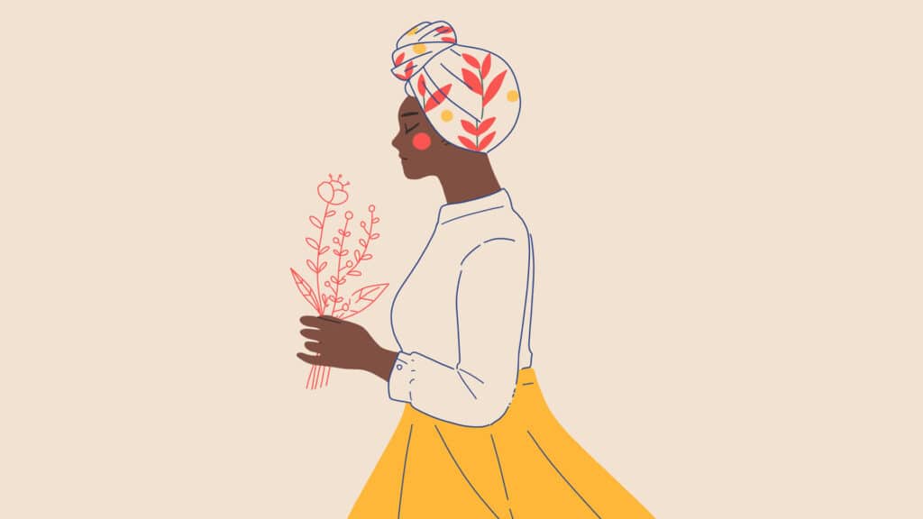 mixkit woman wearing a bright headscarf and carrying flowers 89 desktop wallpaper Musical improvisation is the spontaneous music