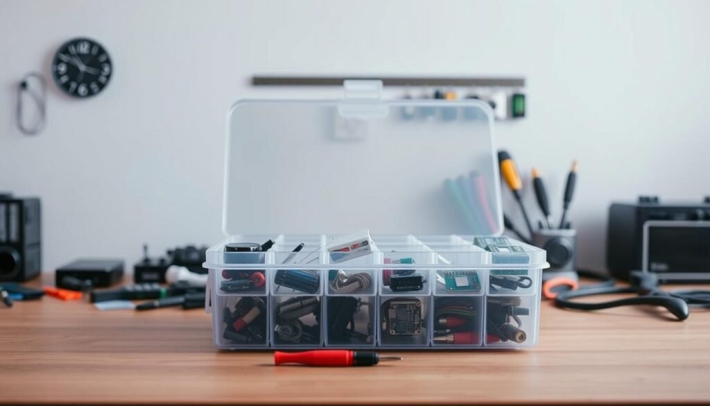 Caixa organizadora para componentes eletrônicos